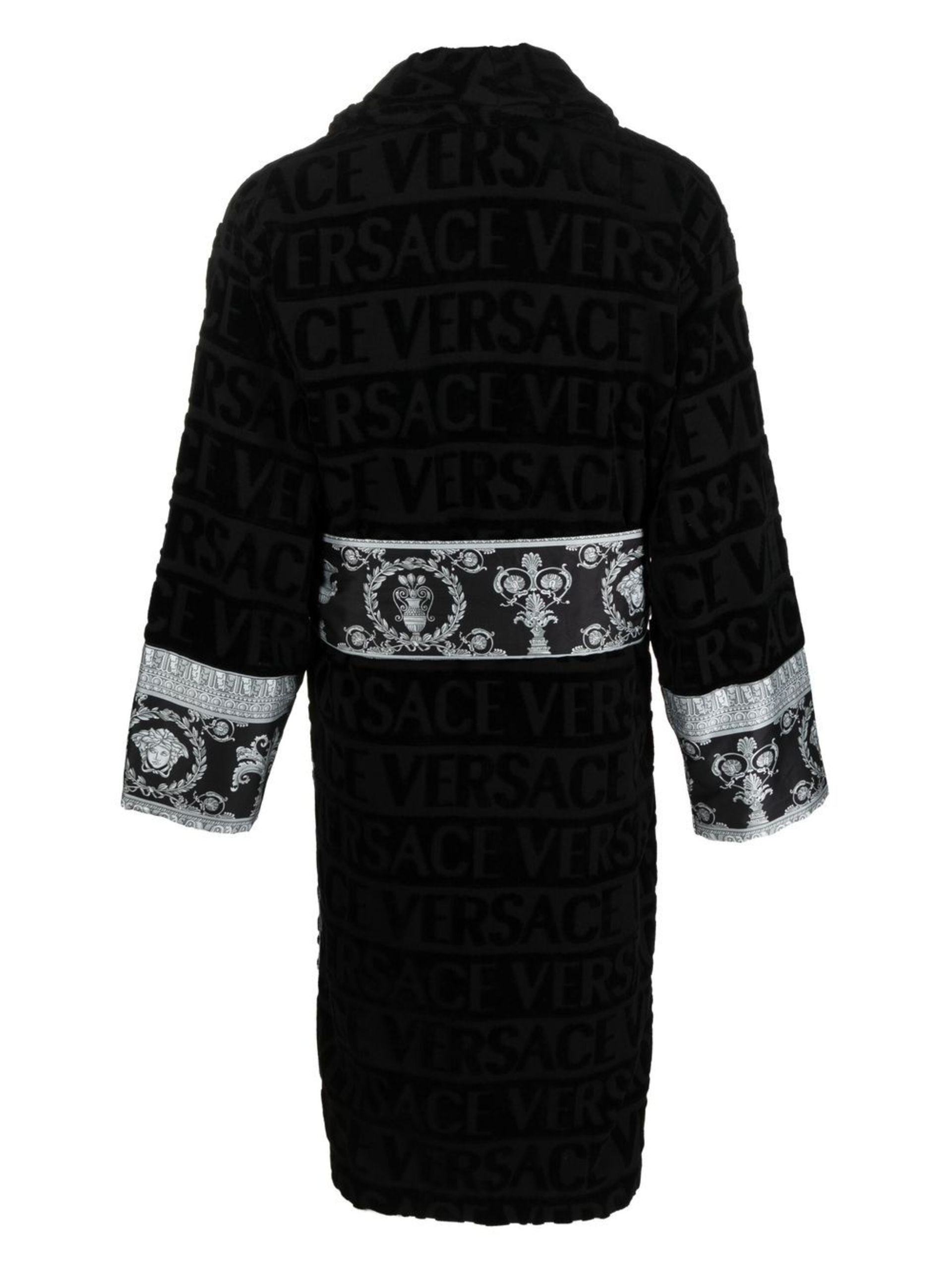 Black Barocco-Panelled Cotton Robe - 2
