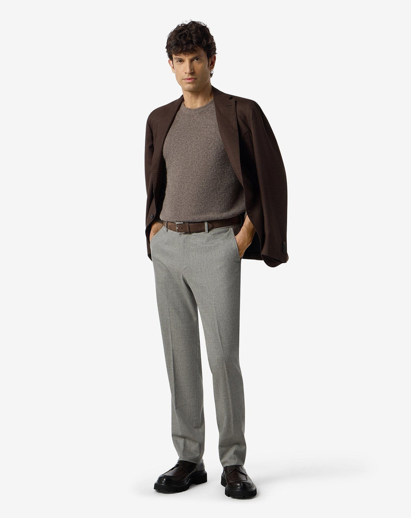 CORNELIANI Melange grey wool and cashmere chinos outlook