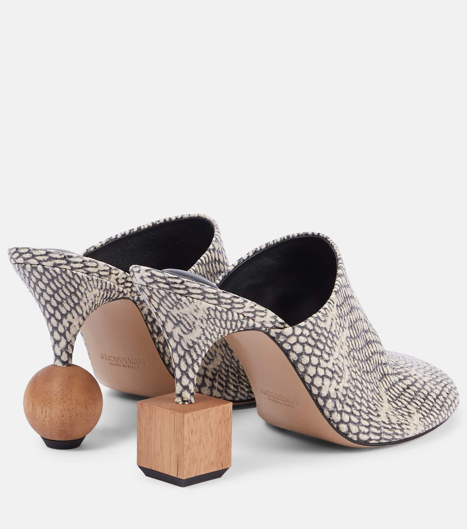 Bisou embossed leather mules - 2