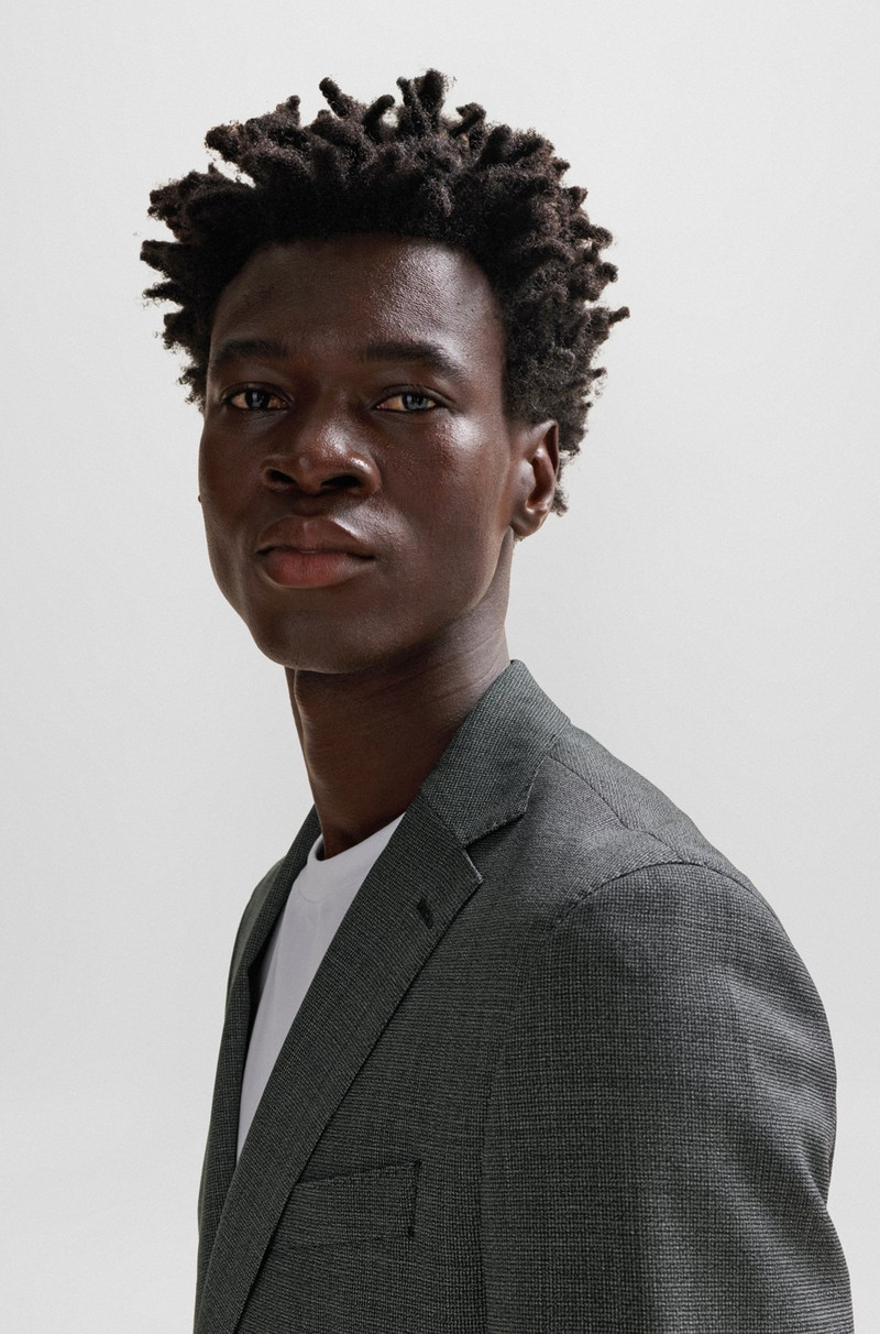 SLIM-FIT SUIT IN MICRO-PATTERNED VIRGIN WOOL 5