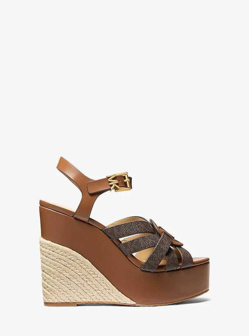 Erika Leather and Signature Logo Wedge Sandal - 1