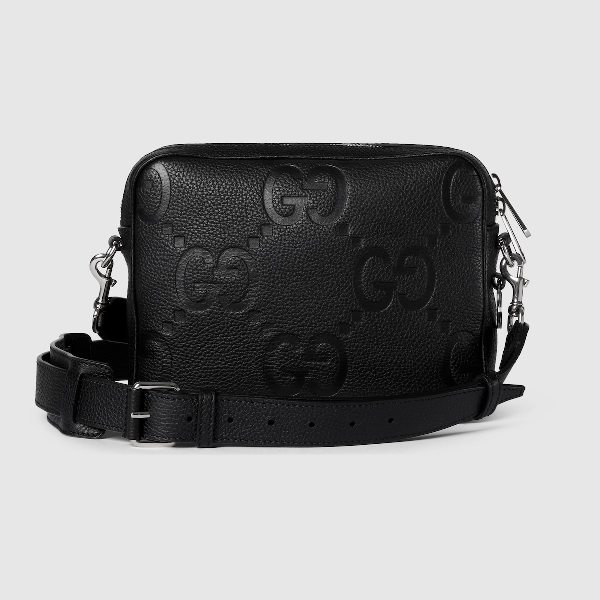 【GUCCI】GG JUMBO SMALL CROSSBODY BAG GG jumbo small crossbody bag in grey and black GG leather