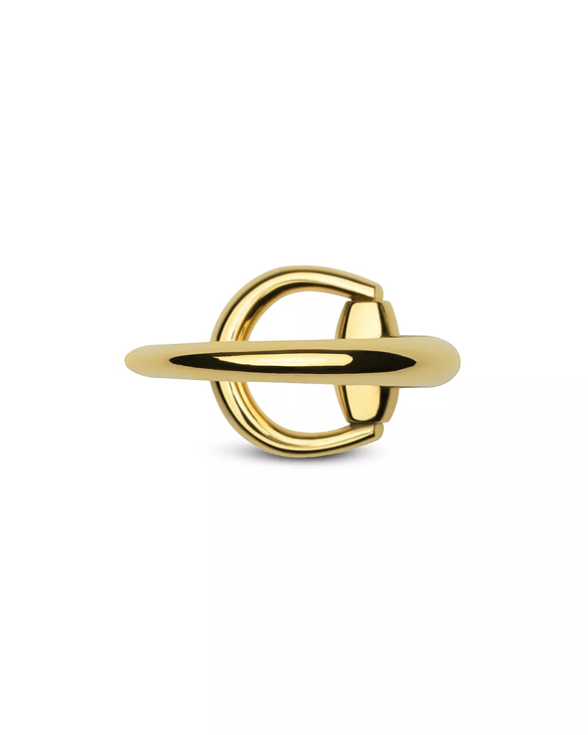 18K Yellow Gold Horsebit Polished Statement Ring - 4