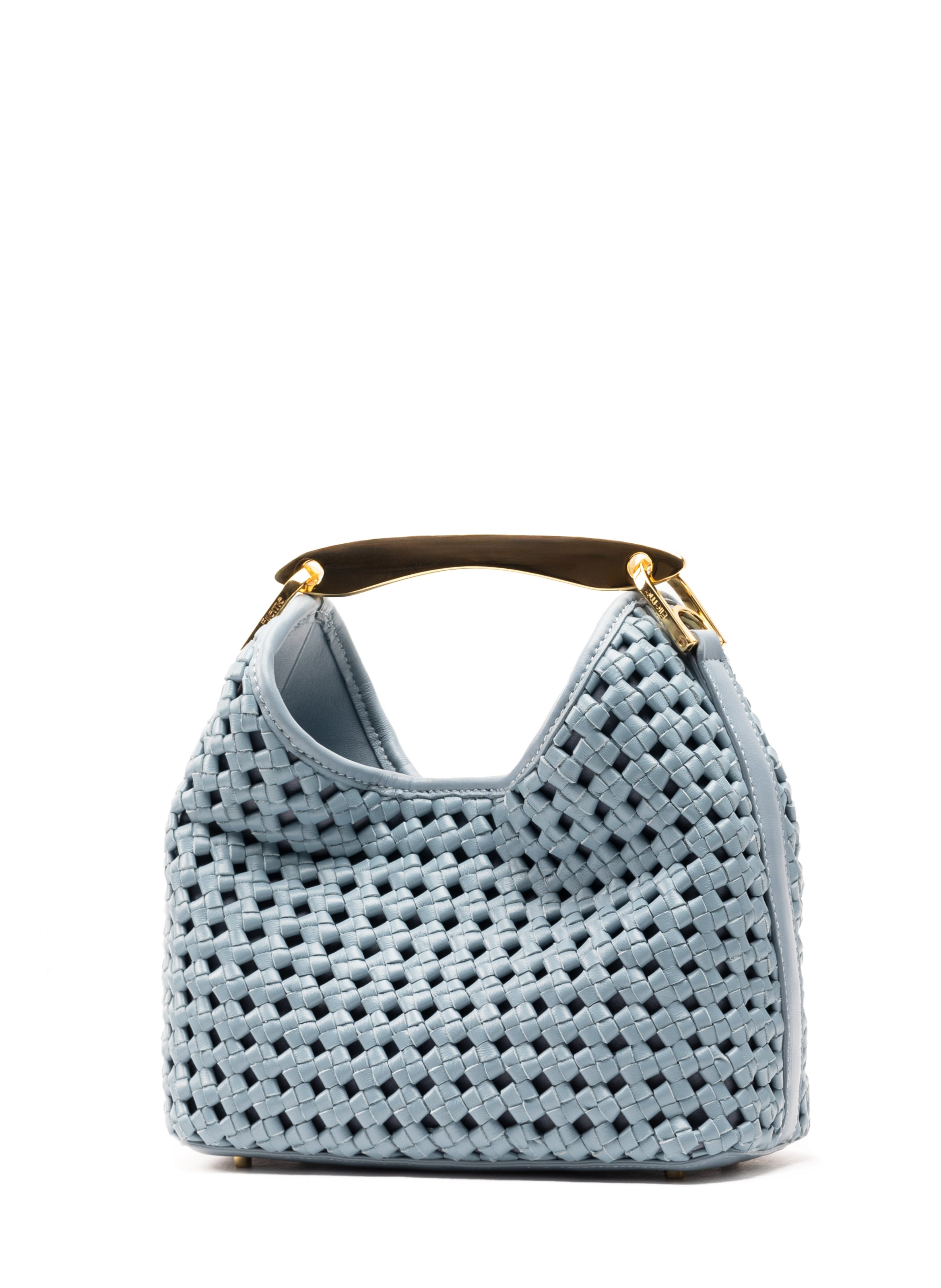 Small Boomerang Woven Leather Arctic Blue - 5