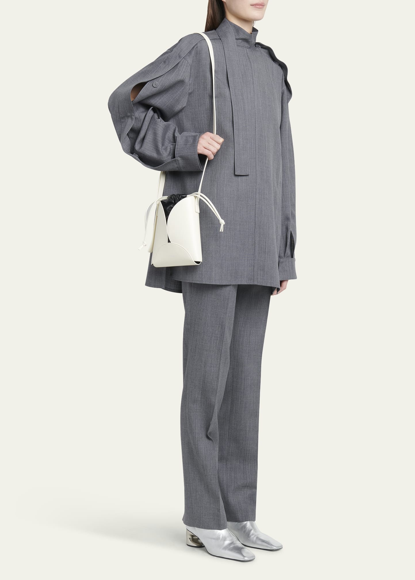 Ellipse Drawstring Calfskin Crossbody Bag - 4