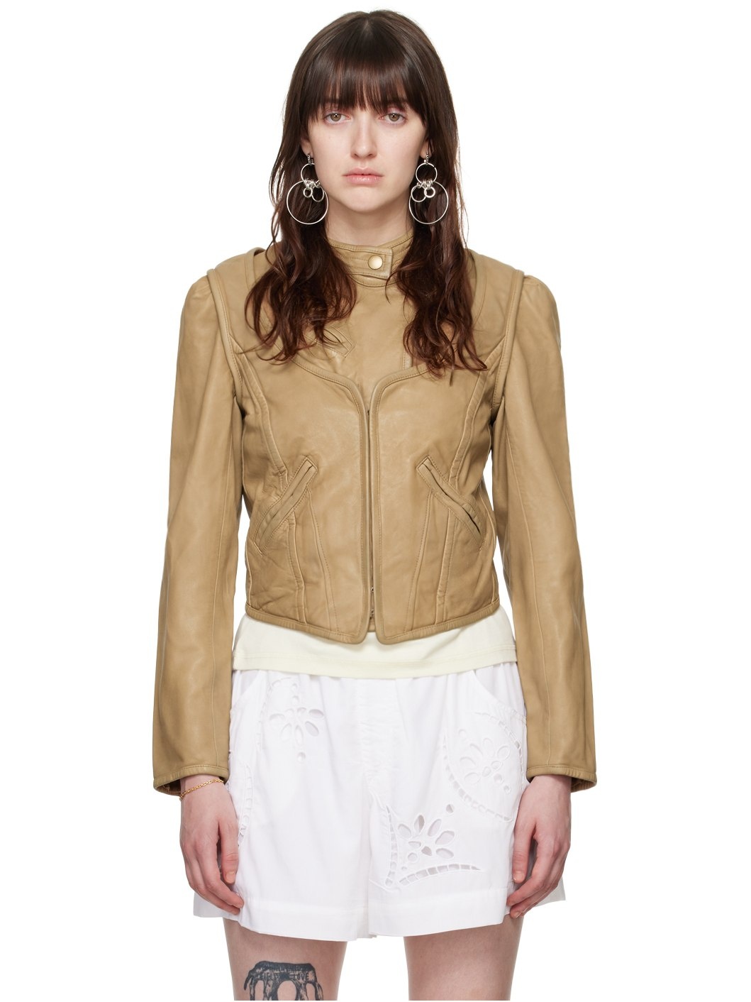 Tan Alexandra Leather Jacket - 1