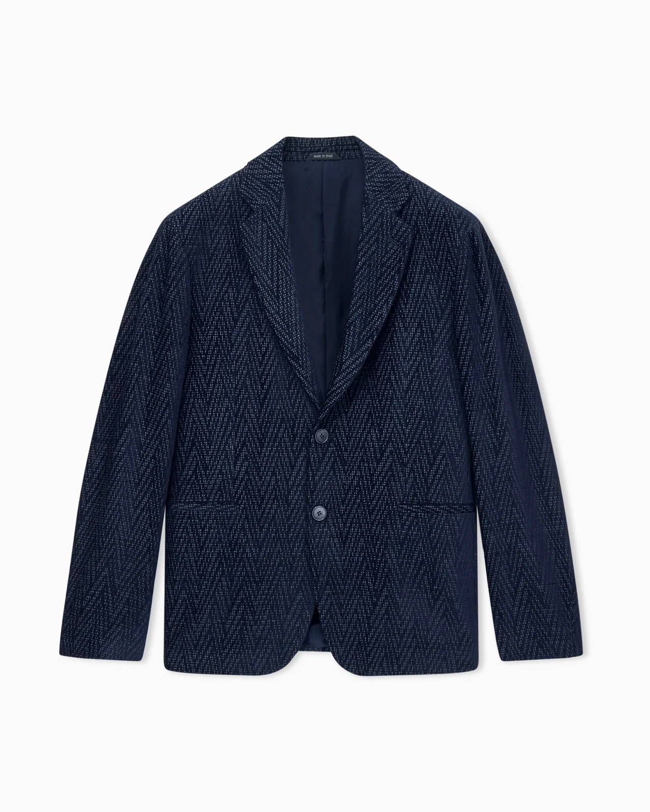 BLAZER REGULAR FIT WITH SILK AND CHENILLE MACRO CHEVRON - 1