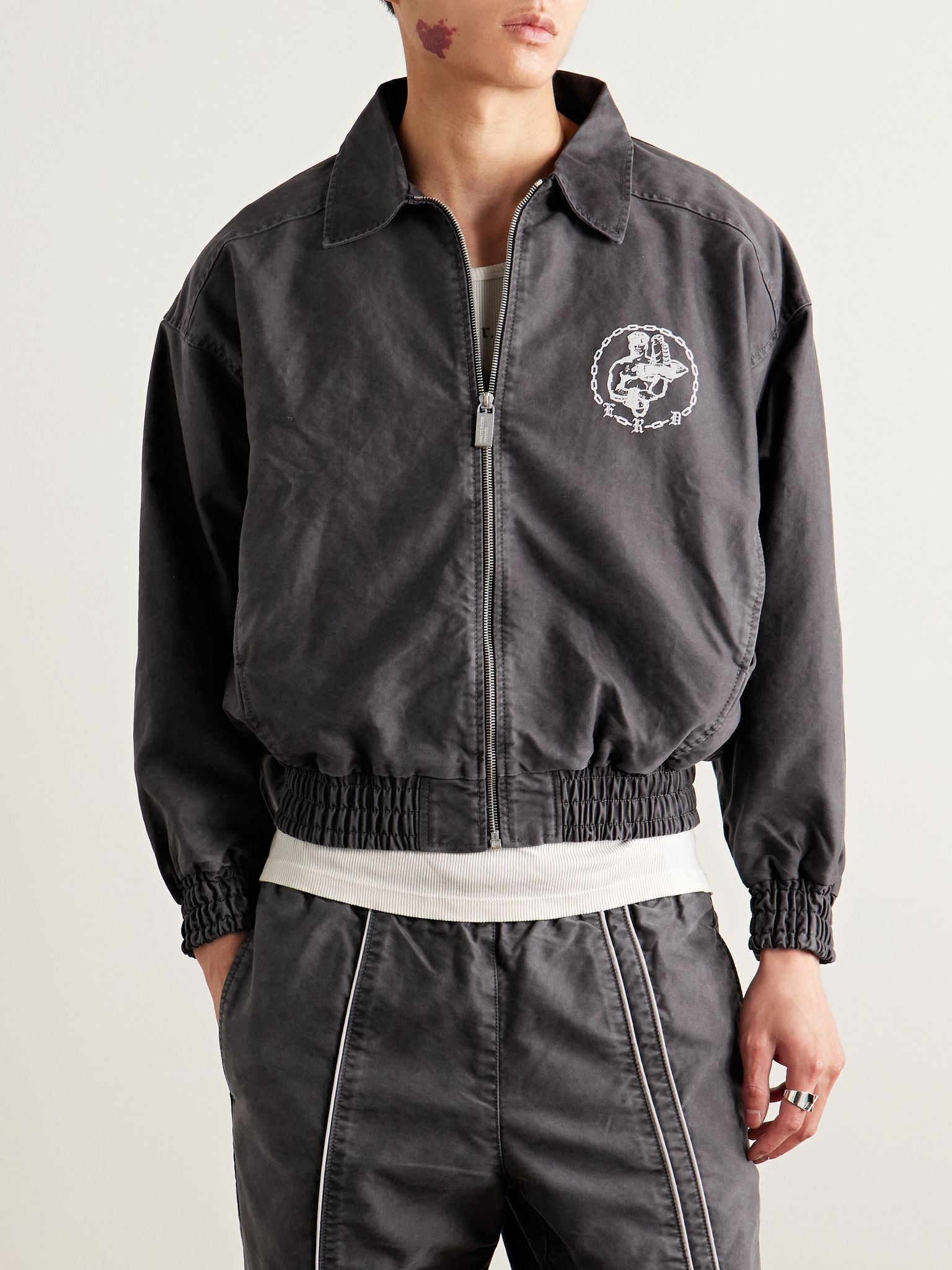 Enfant en Chaine Printed Cotton Track Jacket Black - 3