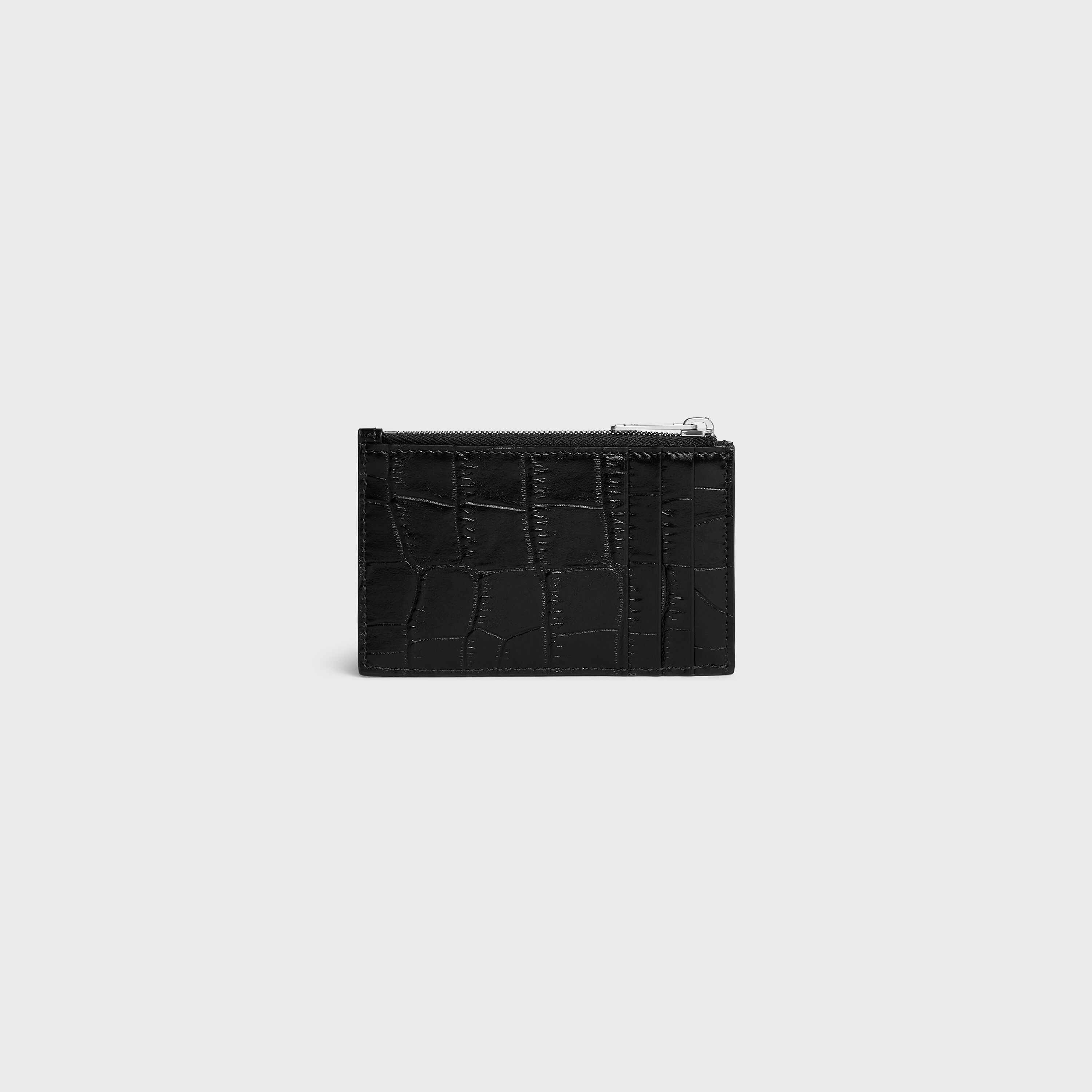 Zipped Card Holder in Crocodile Embossed Calfskin - 3