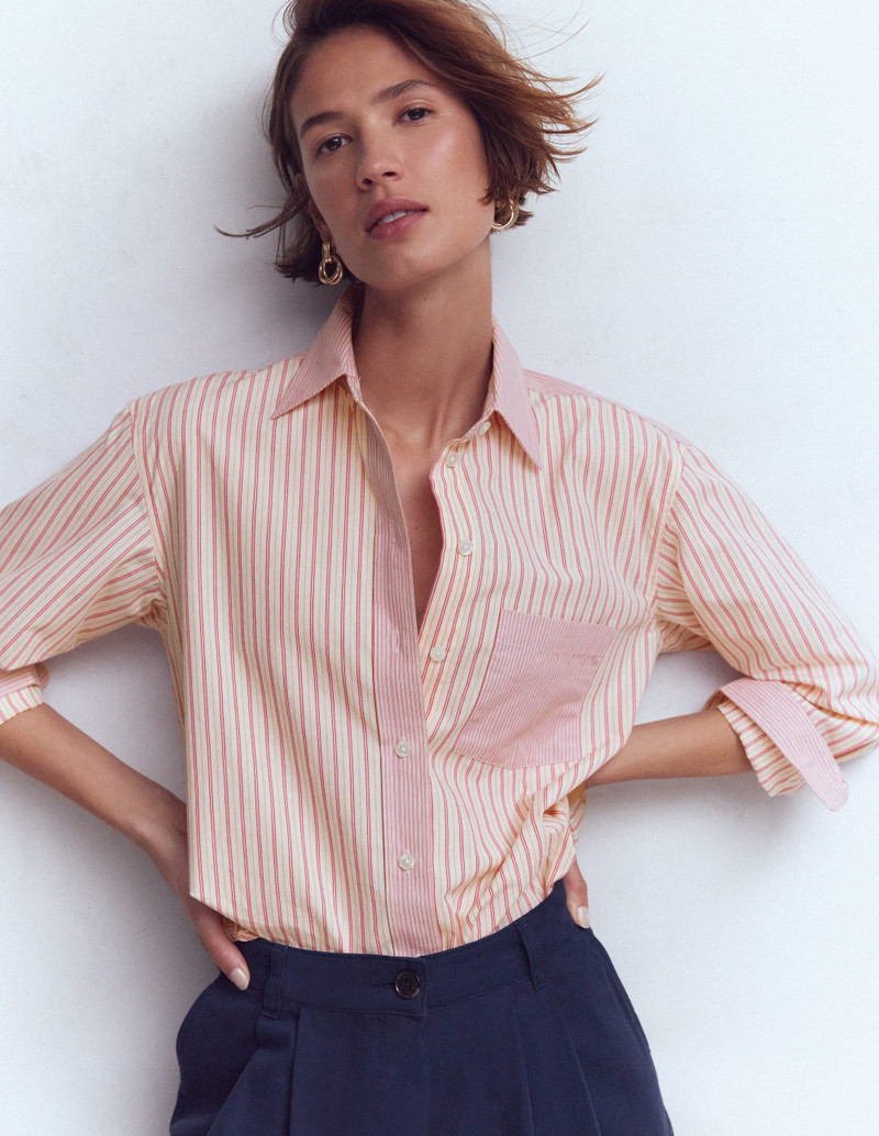 Sadie Relaxed Cotton Shirt-Pink Stripe Hotch 3