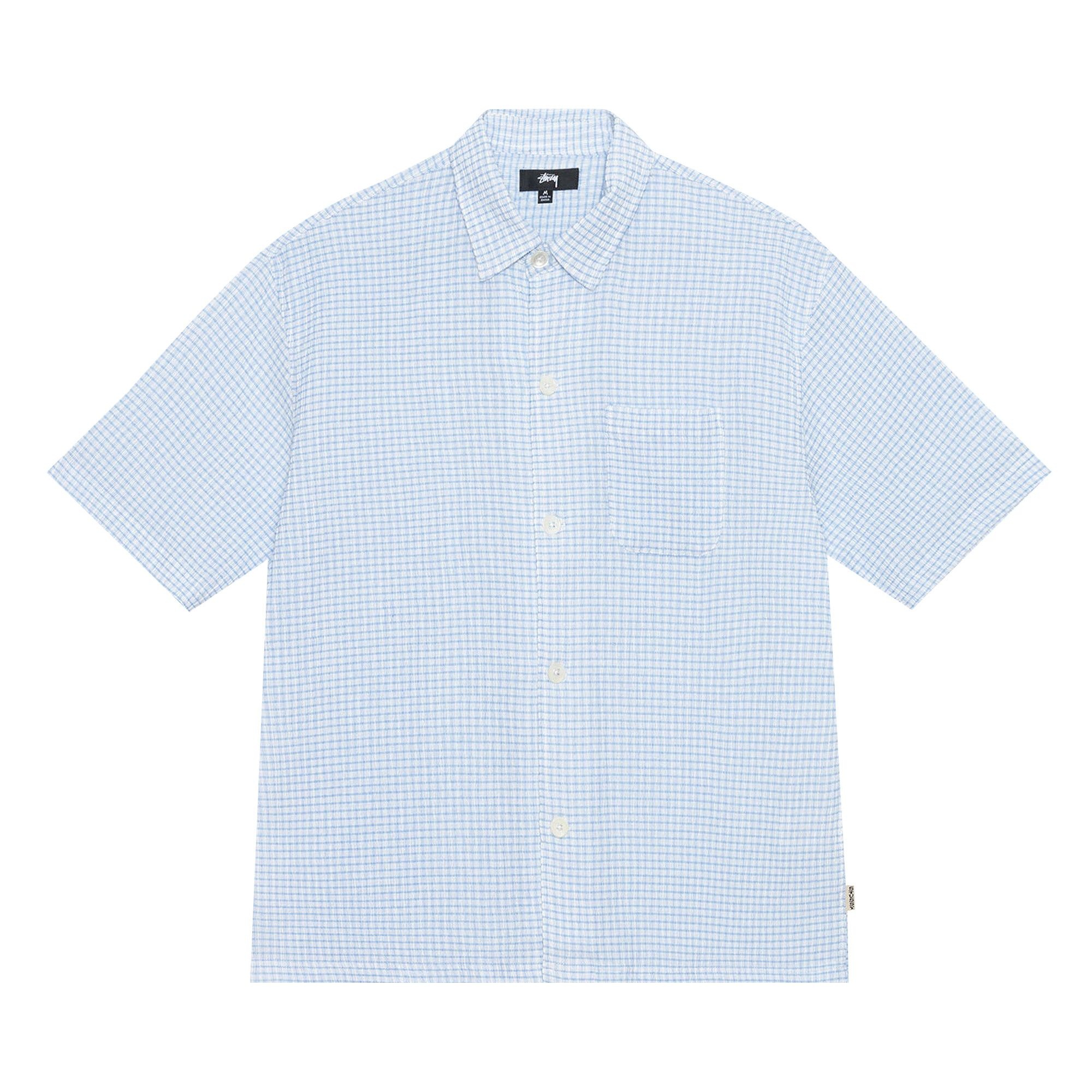 Stussy Boxy Flat Hem Crinkled Shirt 'Blue Check' - 1