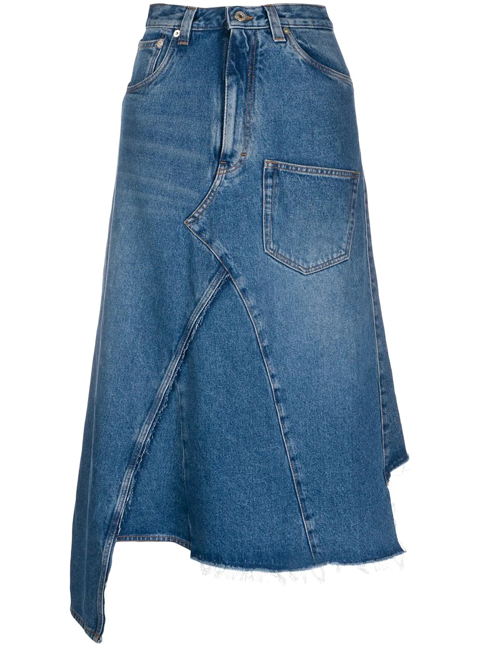 deconstructed denim midi skirt - 1