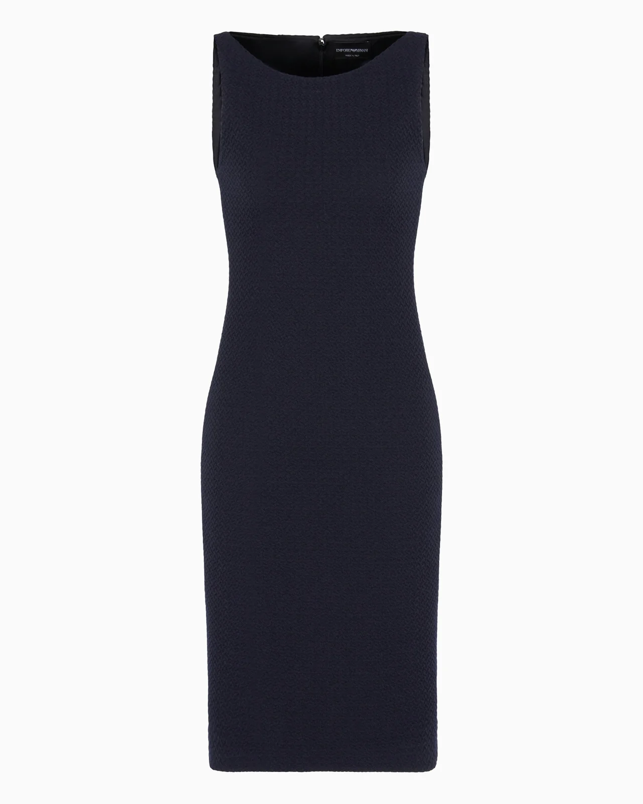 Wool-blend jacquard jersey sheath dress with embossed pattern - 1