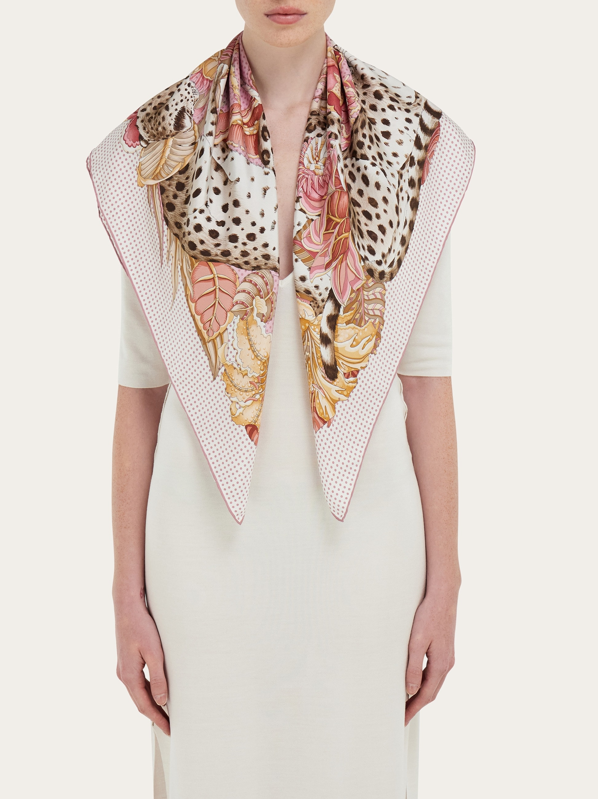 Cheetah print silk scarf - 3