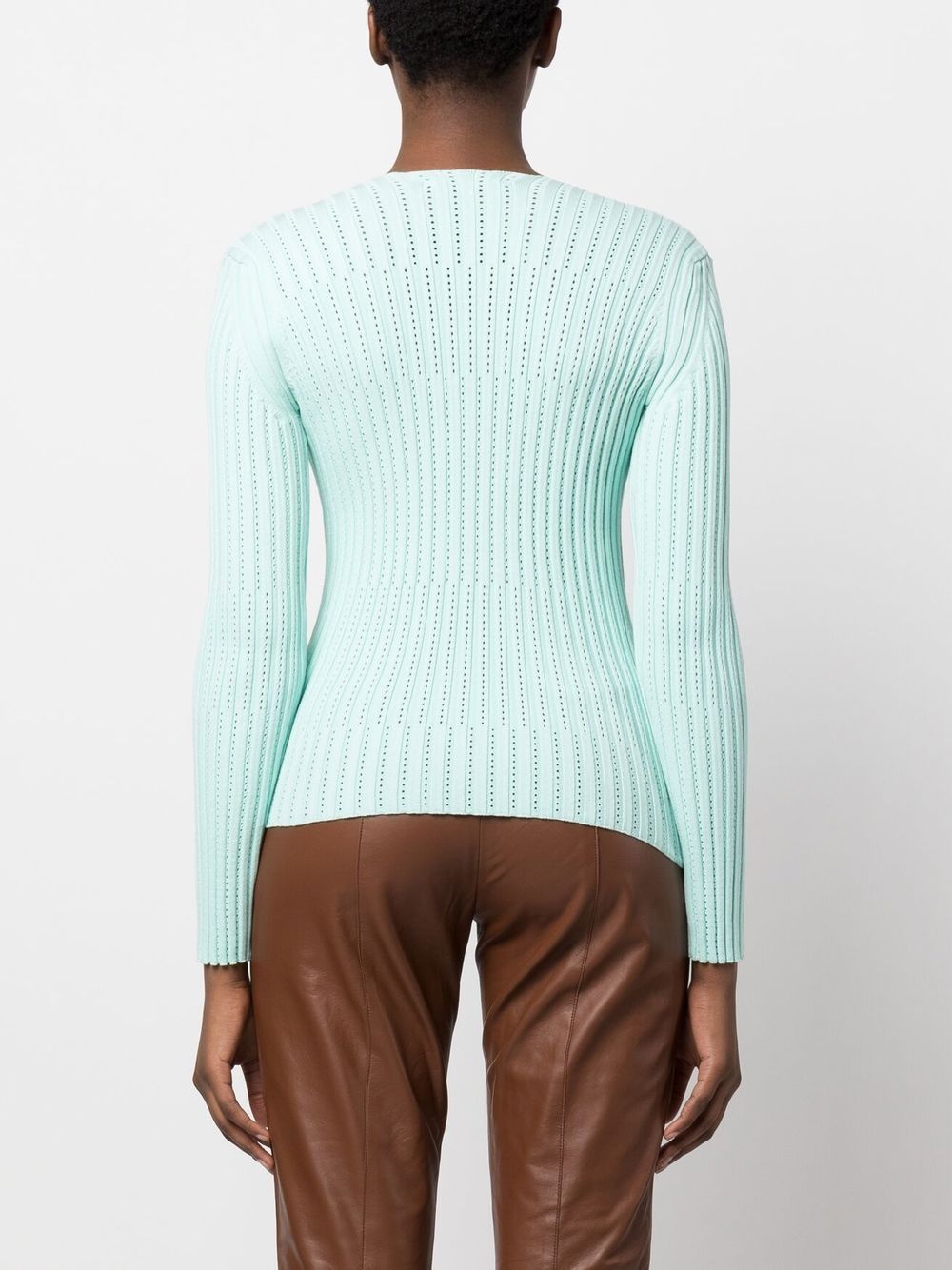 ribbed V-neck long-sleeve top - 4
