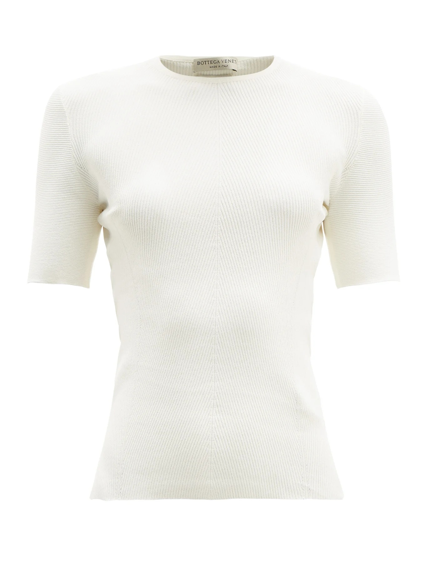 Fine-gauge rib-knitted T-shirt - 1