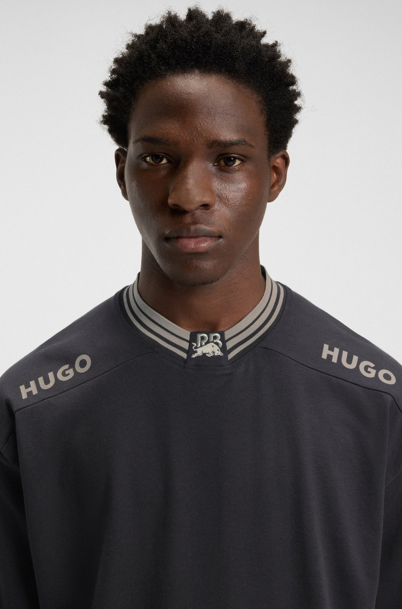 HUGO X RB COTTON T-SHIRT WITH TIPPING AND LOGOS 3
