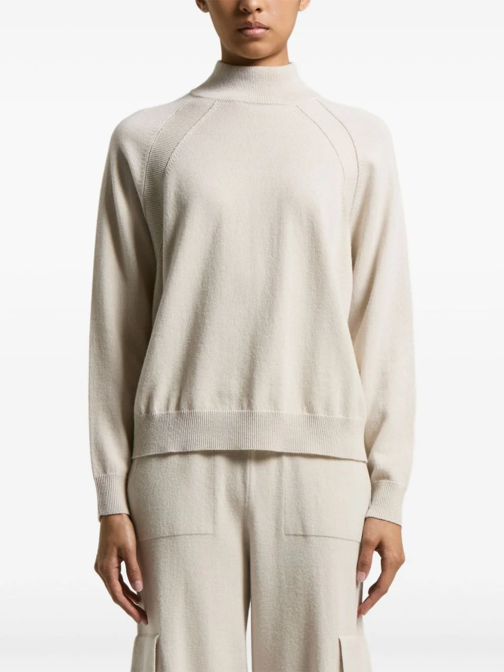 high-neck raglan-sleeve sweater - 1