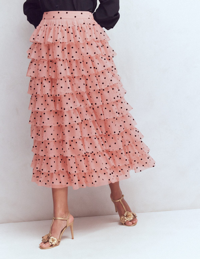 Tulle Tiered Skirt-Pink Painted Dot 5