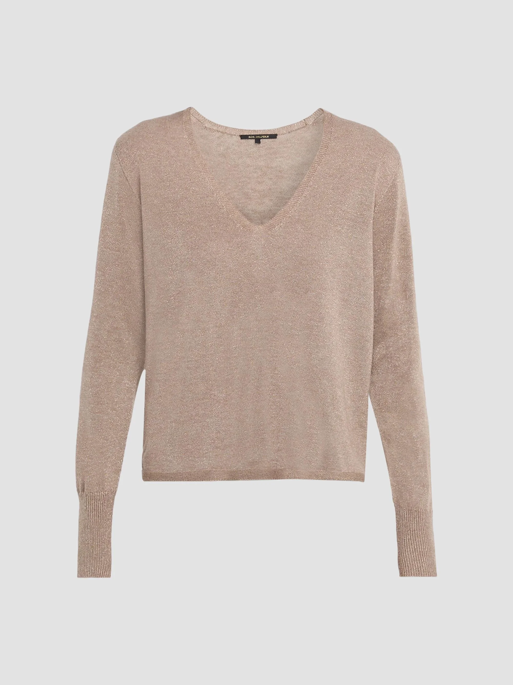 Women's Vinny Wool Shimmer V-Neck Sweater - Sandstone - 1