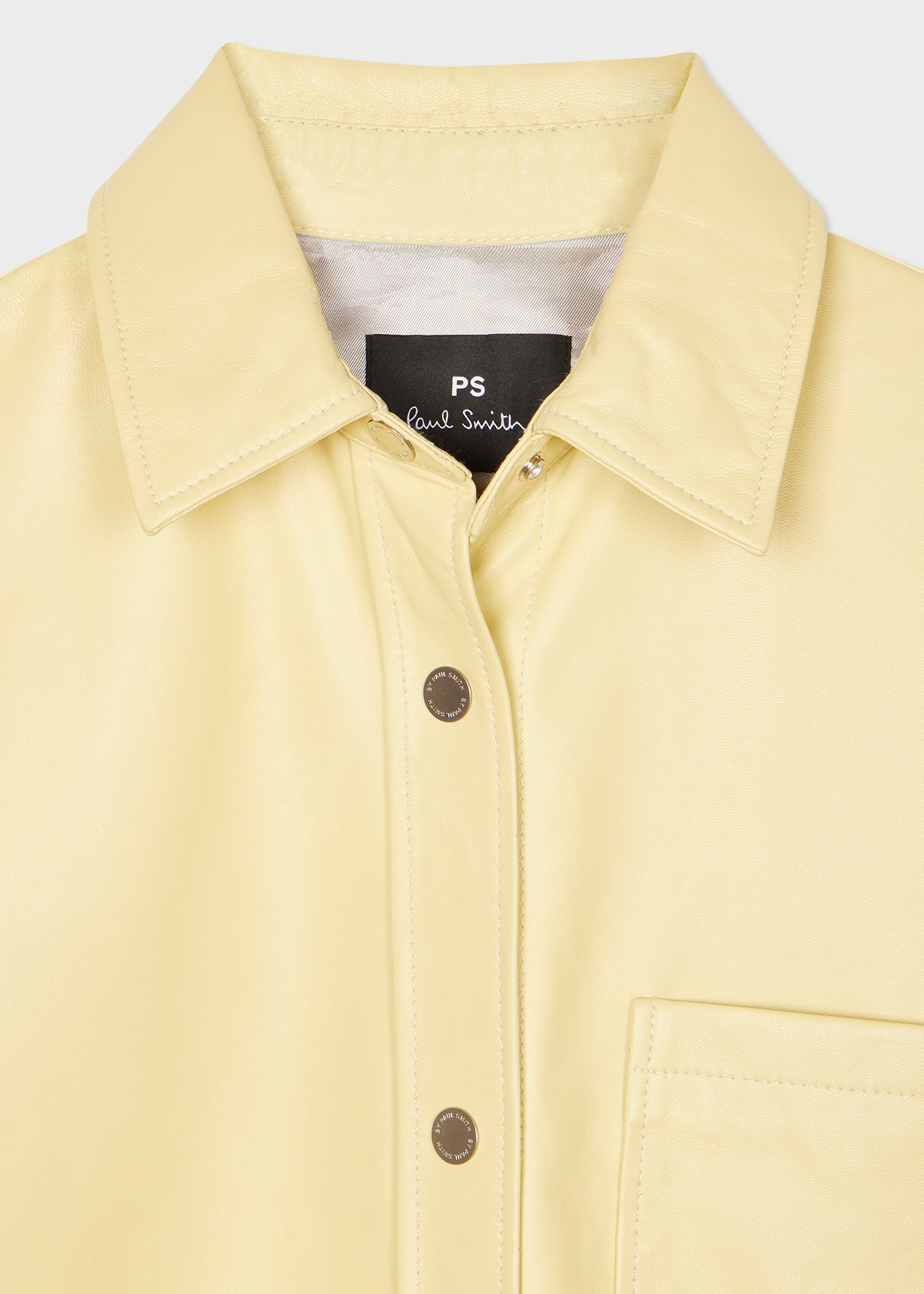 Women's Pale Yellow Leather Shirt - 3