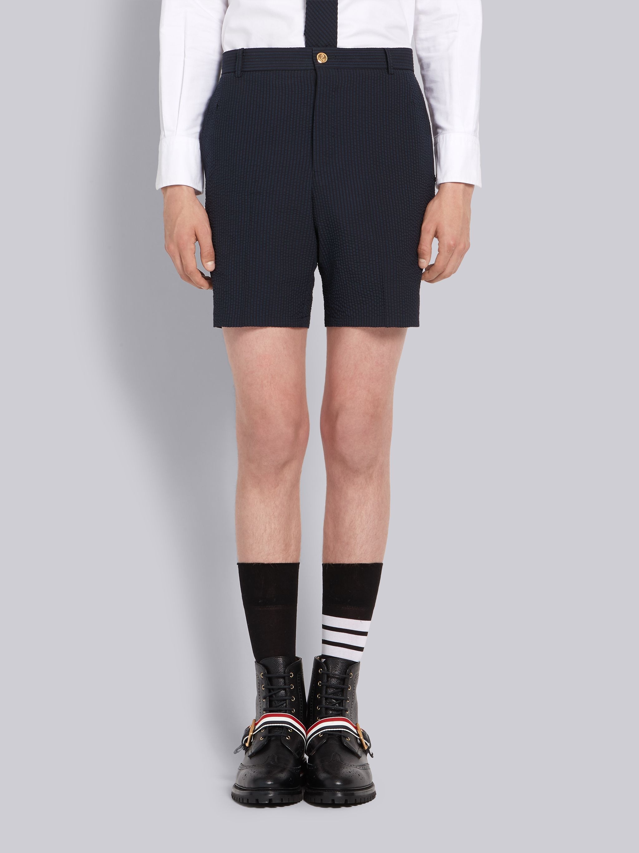 Navy Seersucker Rwb Stripe Shorts - 1