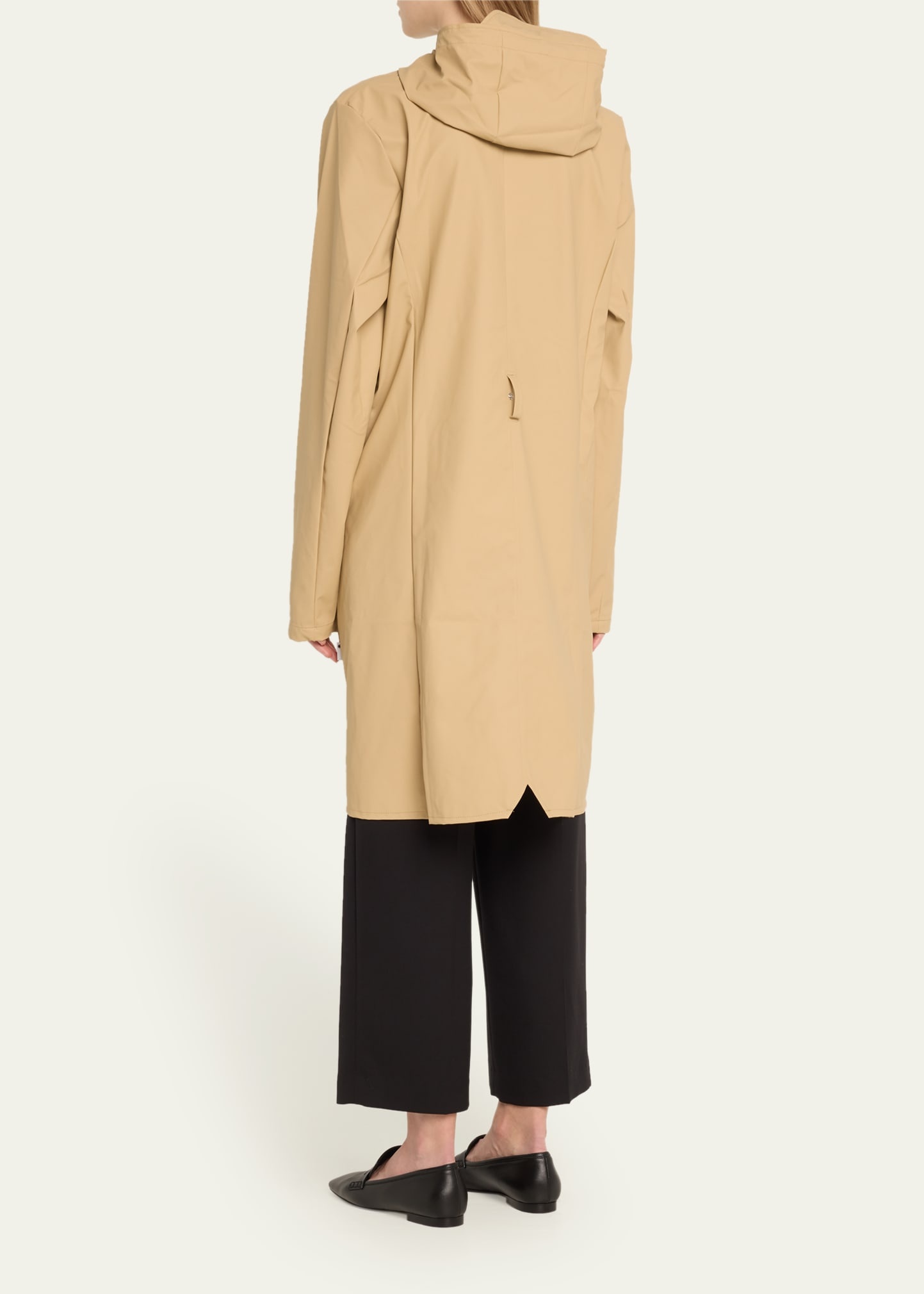 Curve Belted Trench Coat with Drawstring Hood - 3