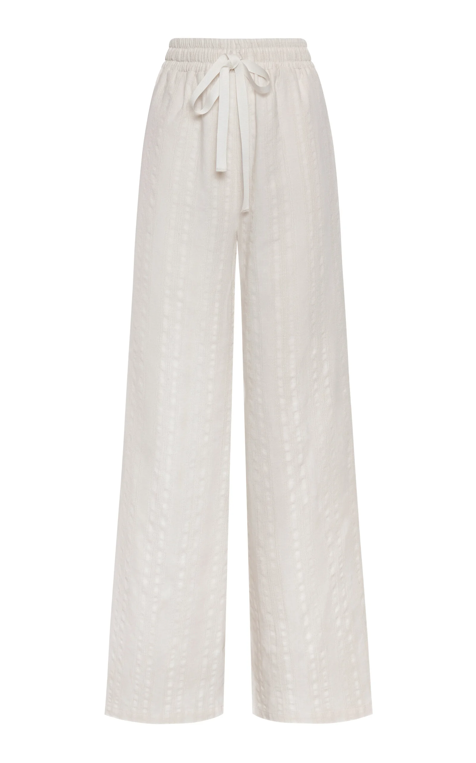 Tamu Mia Mid-Rise Cotton-Jacquard Wide-Leg Pants ivory - 1