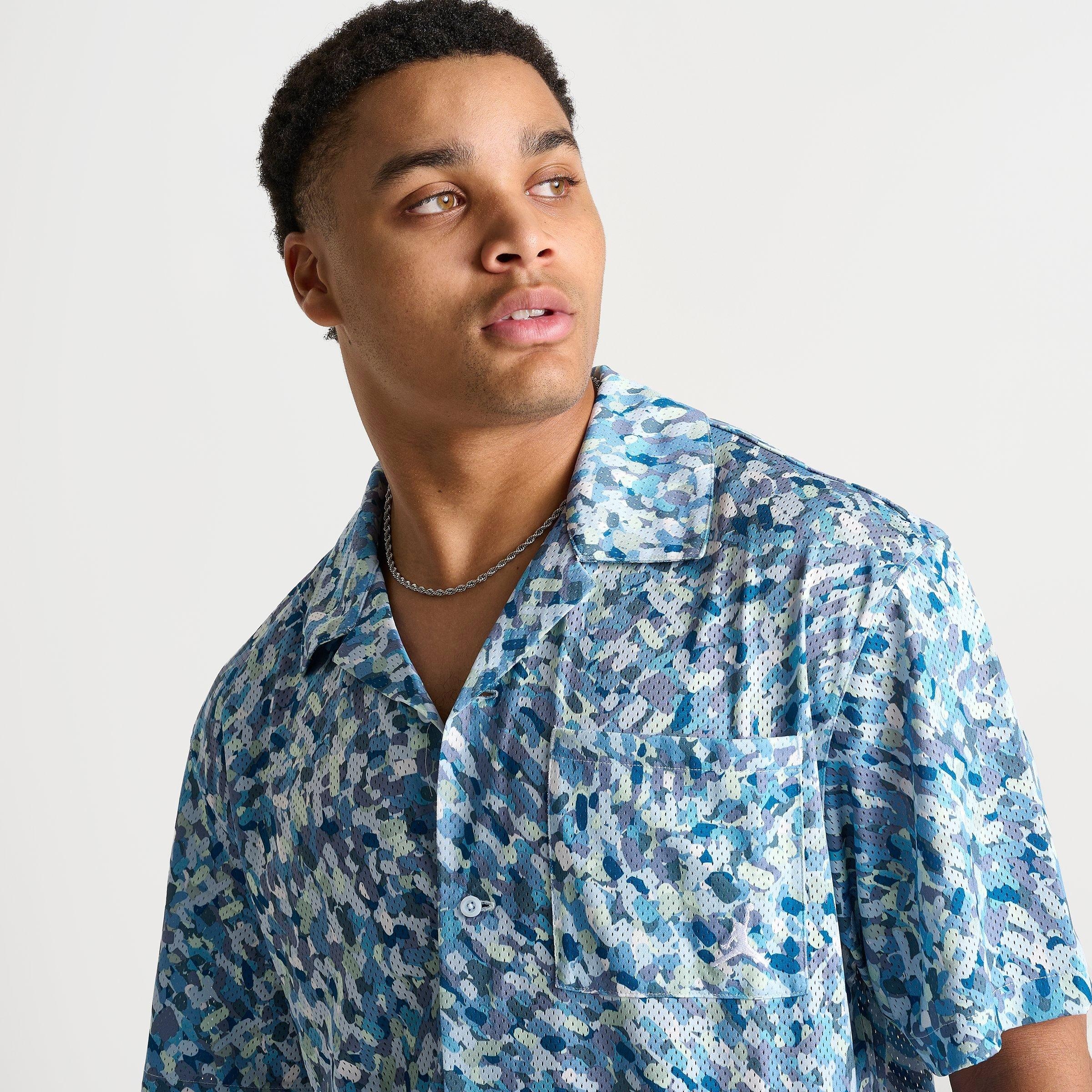 MEN'S JORDAN ESSENTIALS ALLOVER PRINT BUTTON-DOWN POOLSIDE TOP - 5