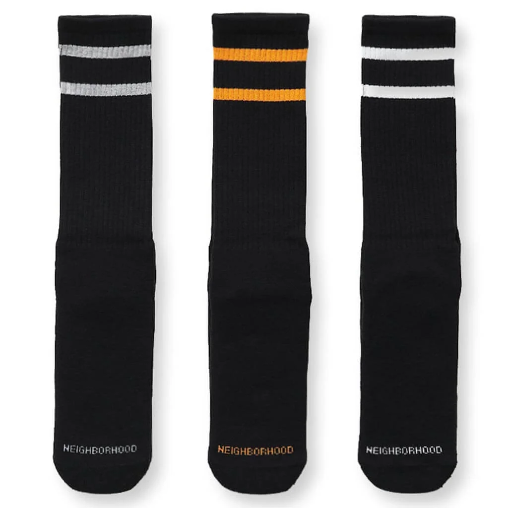 CLASSIC 3 PACK SOCKS - BLACK - 1