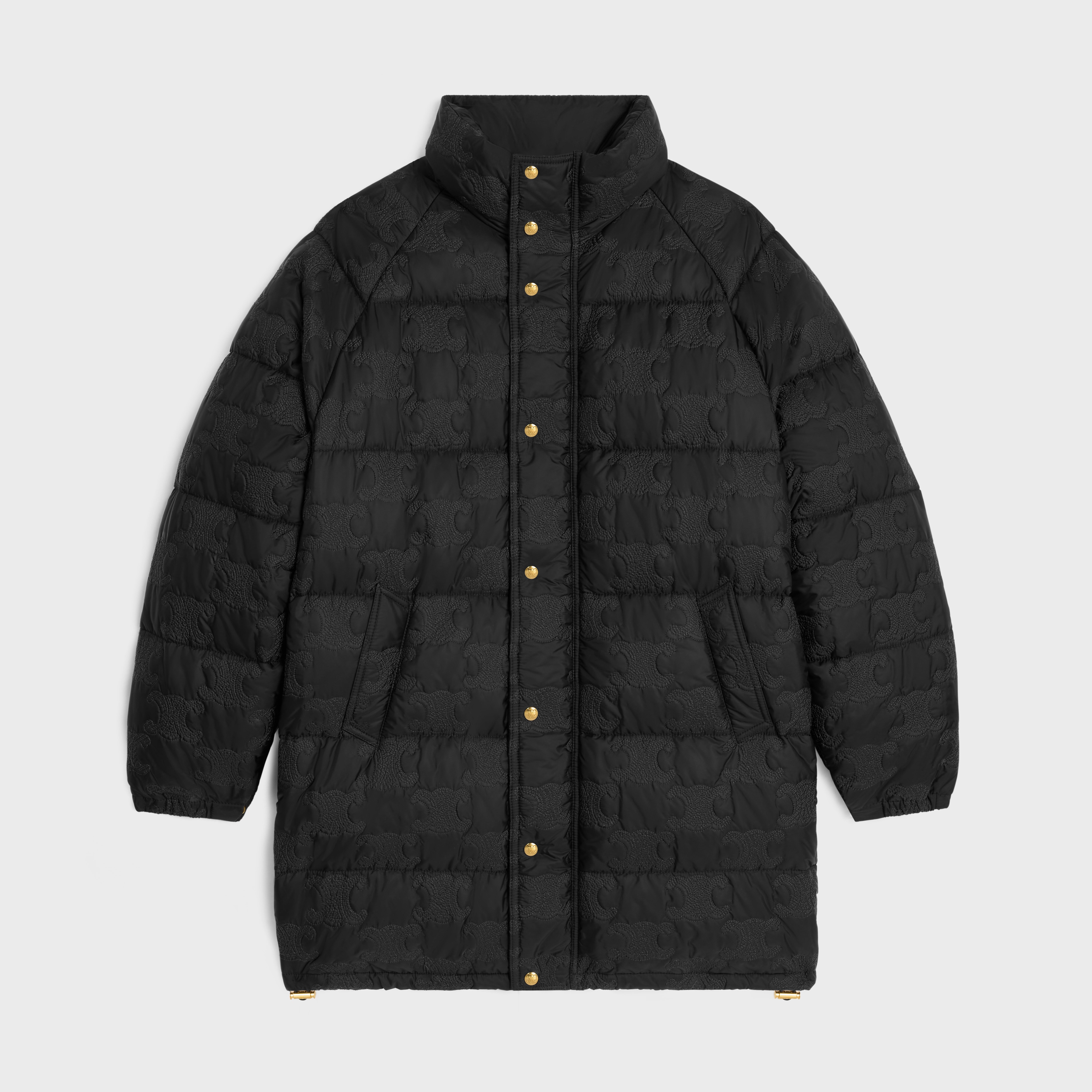 関税込 CELINE long triomphe down jacket in lightweight nylon CELINE long triomphe down jacket in lightweight nylon