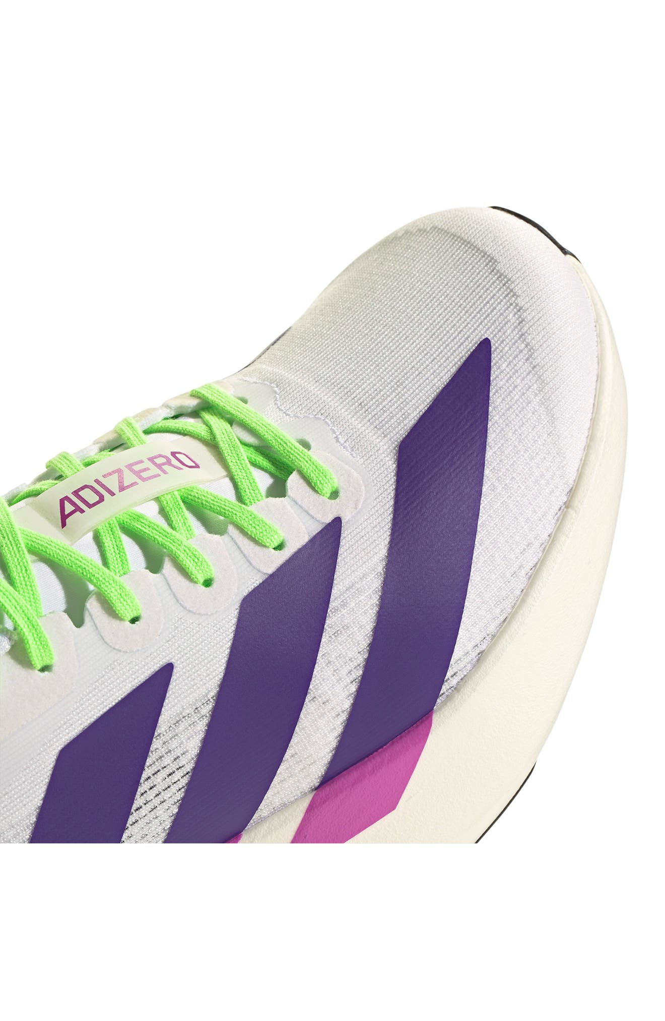 adidas Adizero Evo SL Running Shoe in White/Purple/Purple at Nordstrom - 7