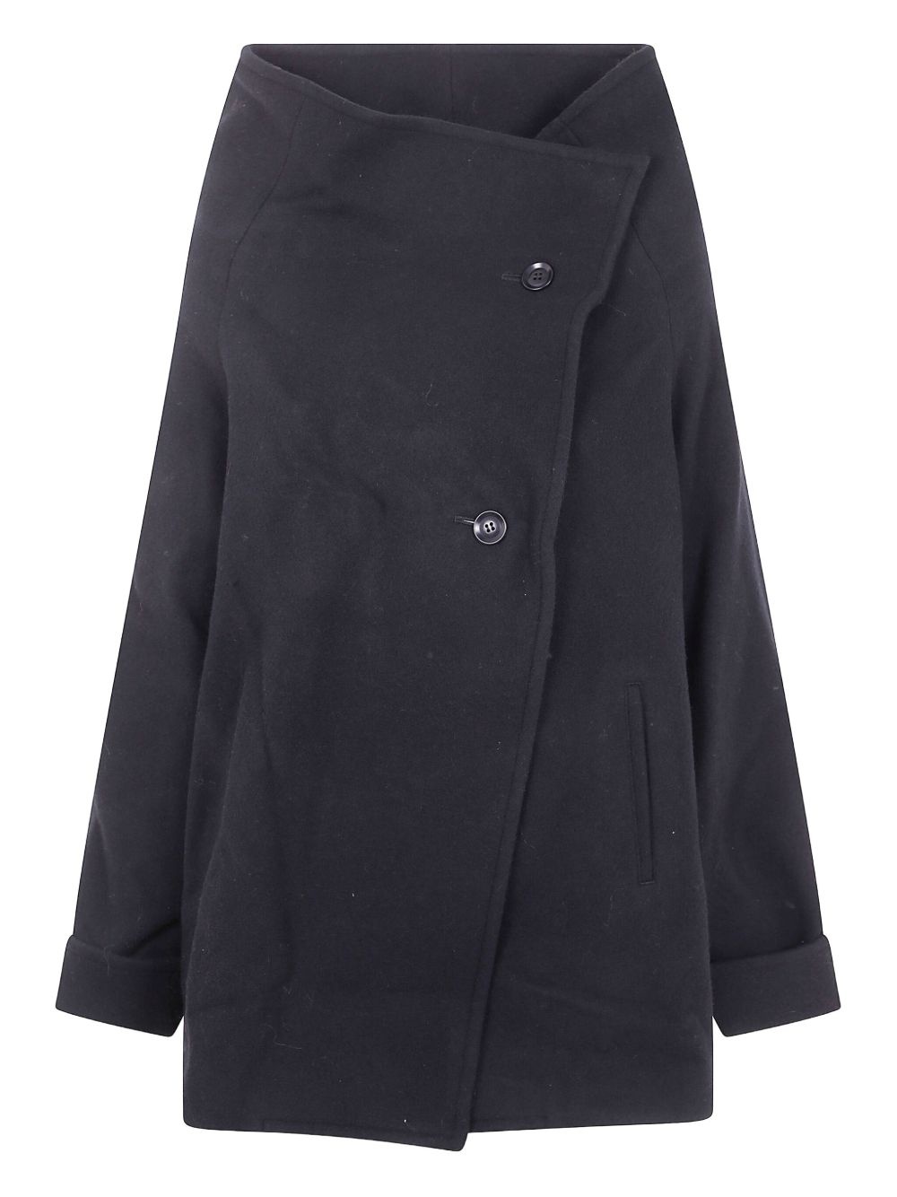 asymmetric-fastening single-bresated coat - 2