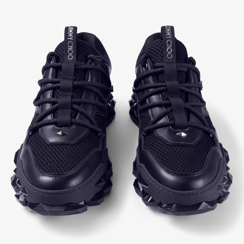 Diamond X M Midnight Leather and Mesh Mix Trainers 3