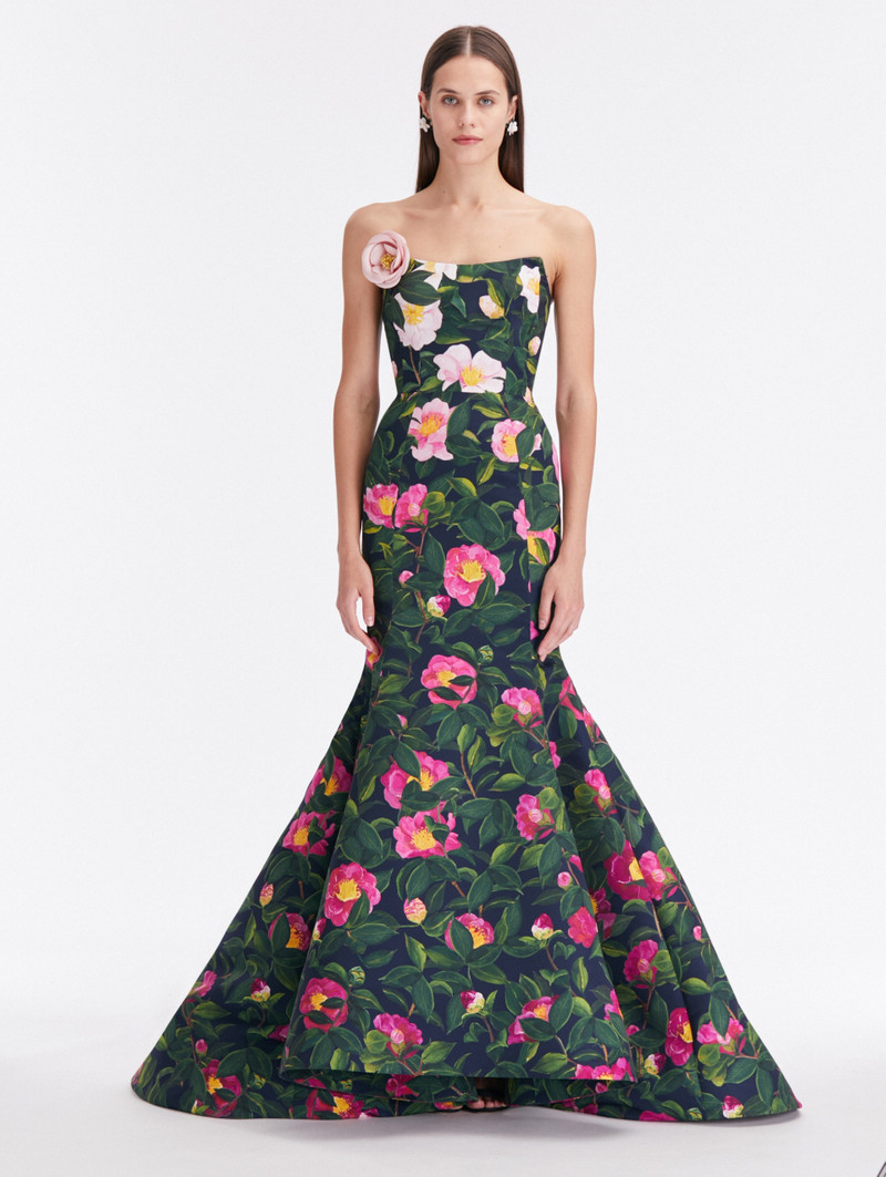 CAMELLIA FAILLE EMBROIDERED GOWN 1