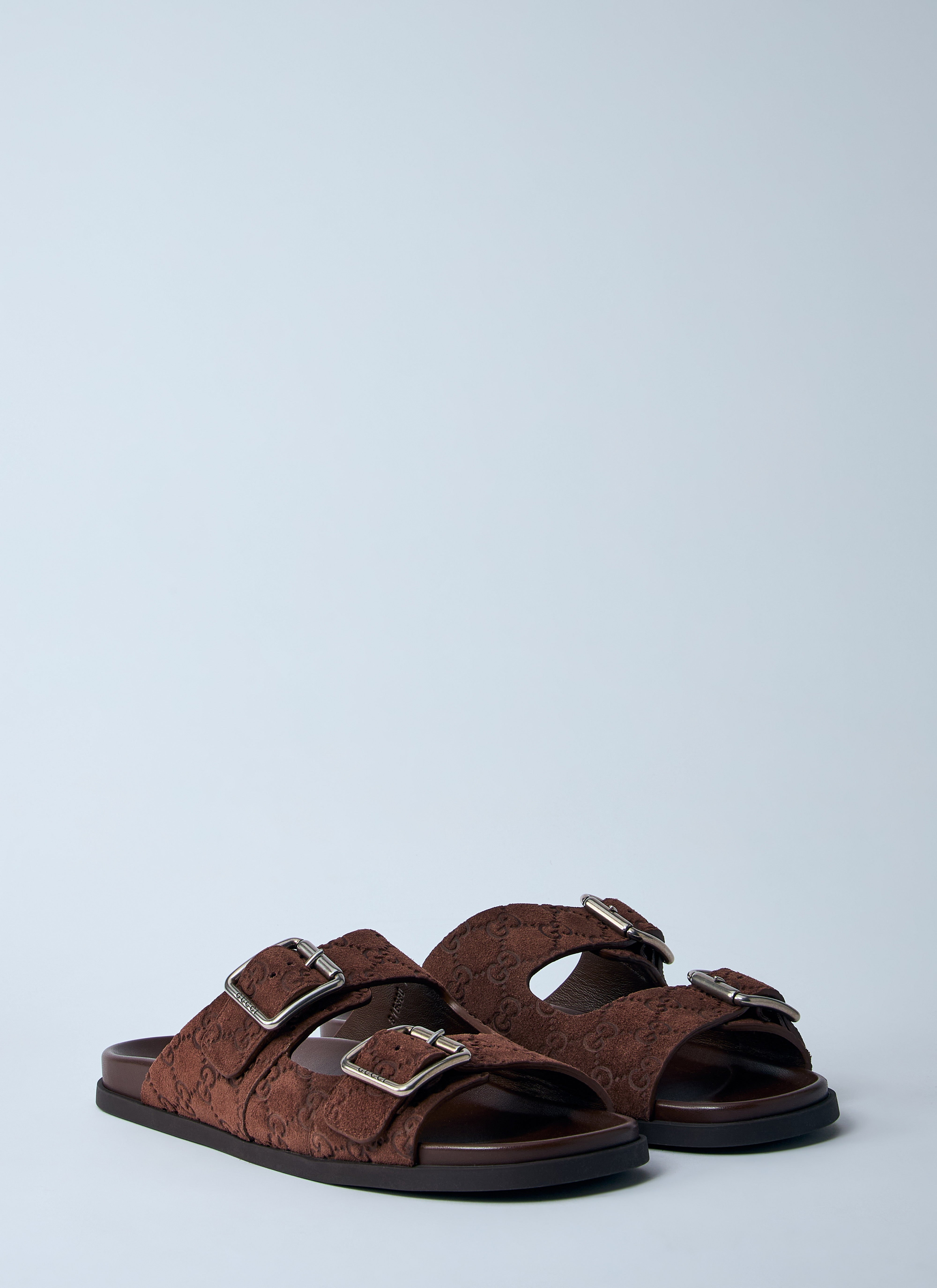 Logo Embossed Leather Slides - 2