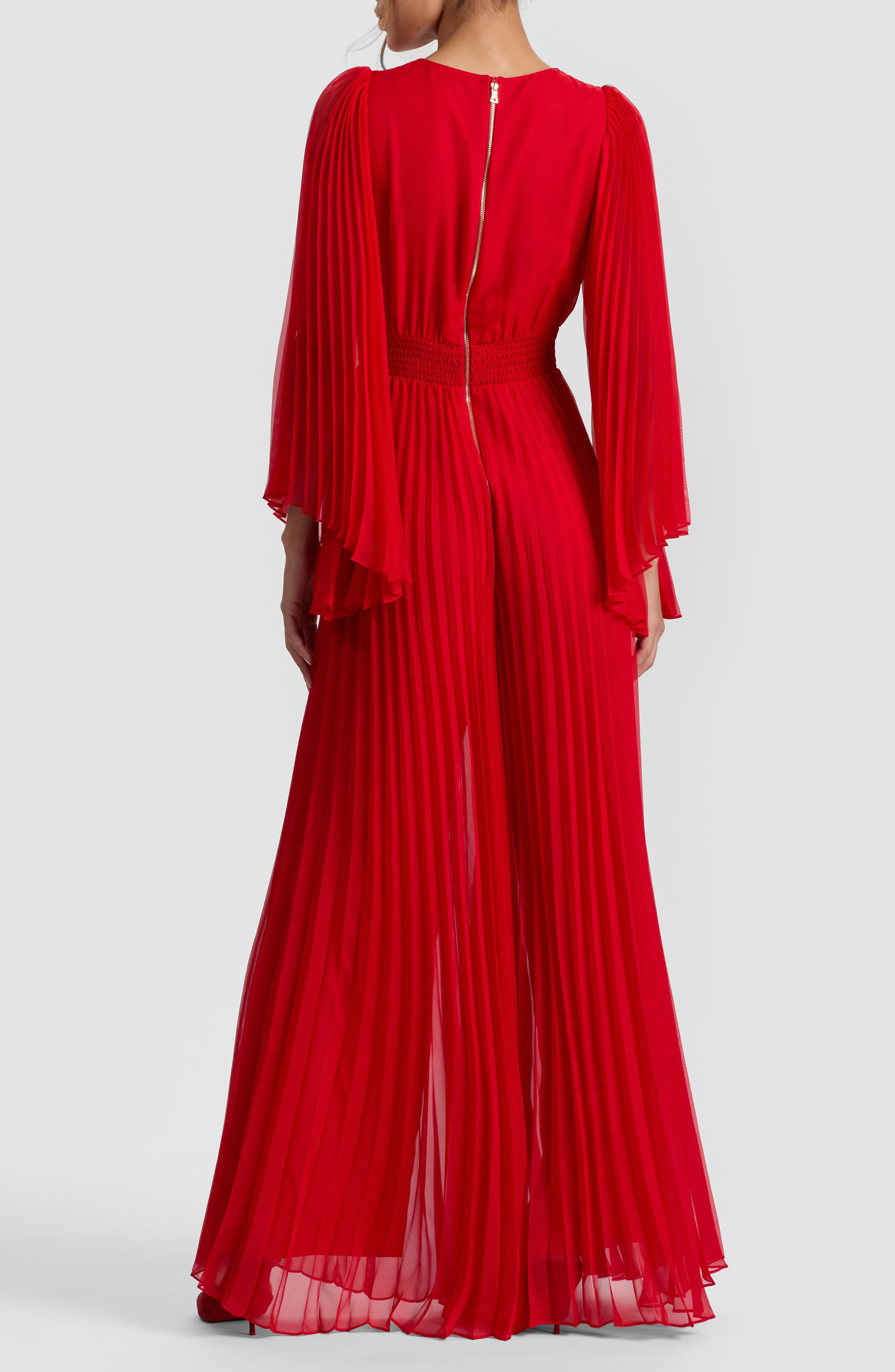 Alice + Olivia Bennet Smocked Pleated Wide Leg Jumpsuit in Bright Ruby at Nordstrom - 2