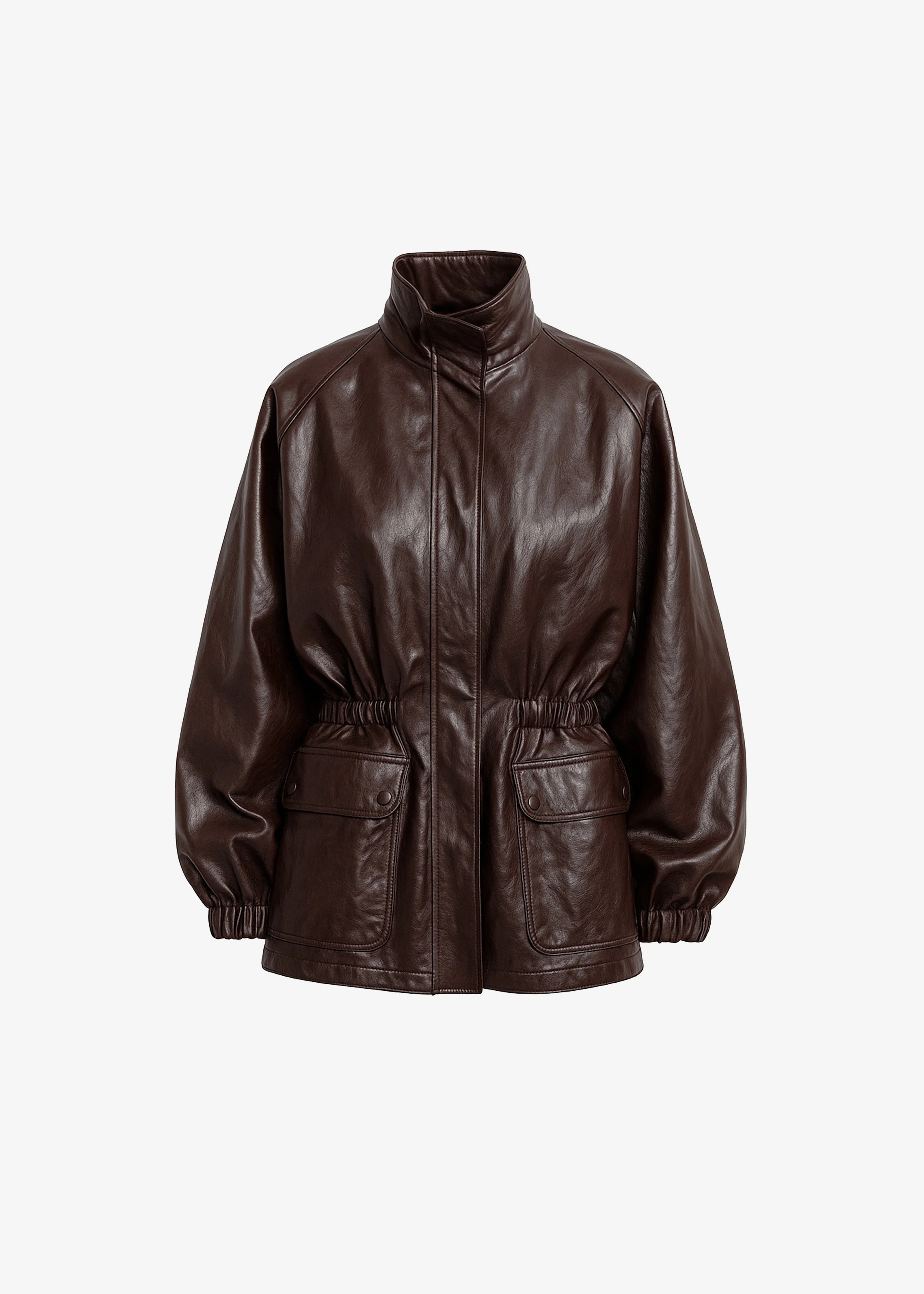 Lommel Faux Leather Jacket - Brown - 1