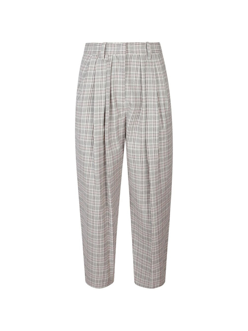 pleated check-pattern trousers 1