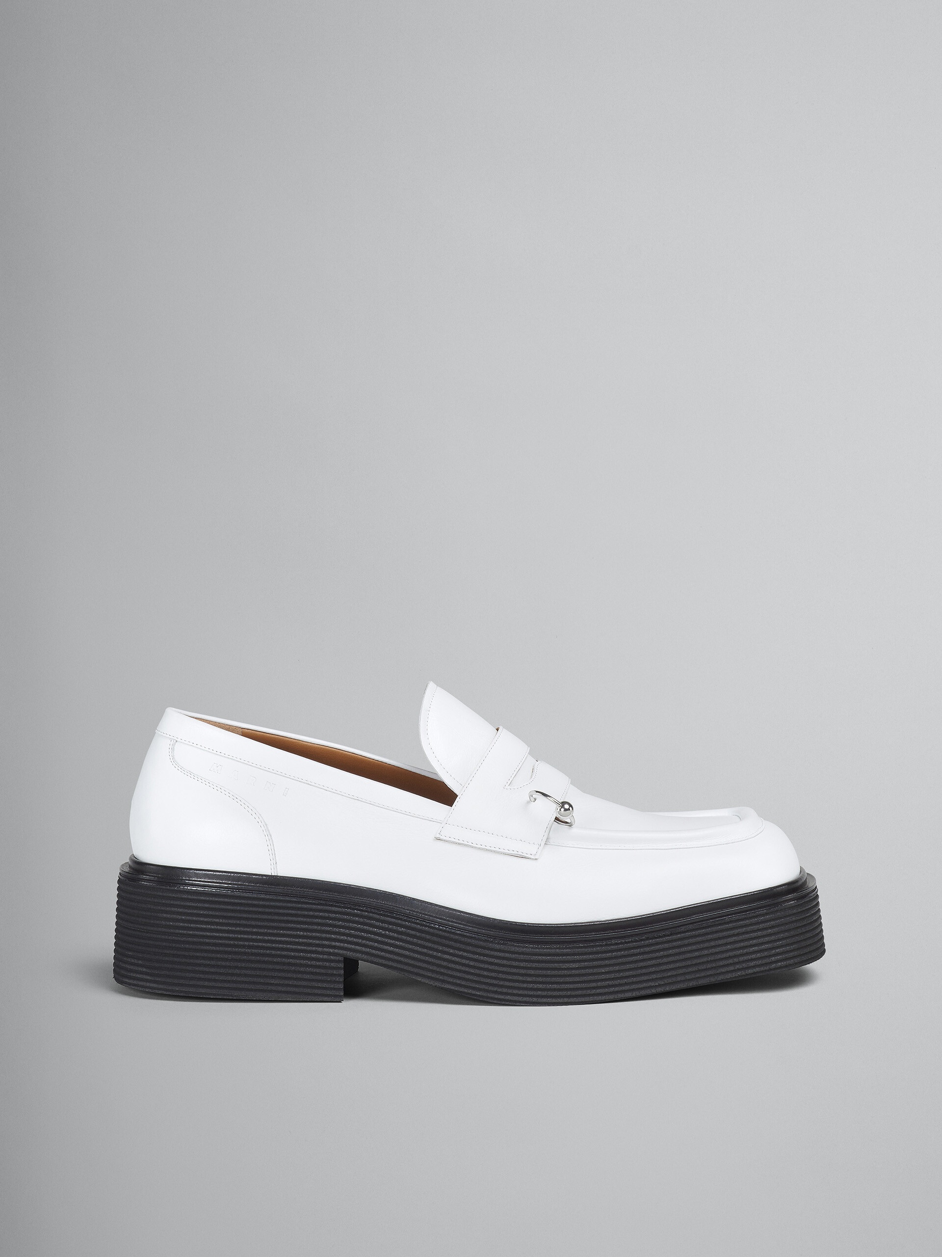 WHITE SHINY LEATHER MOCCASIN - 1