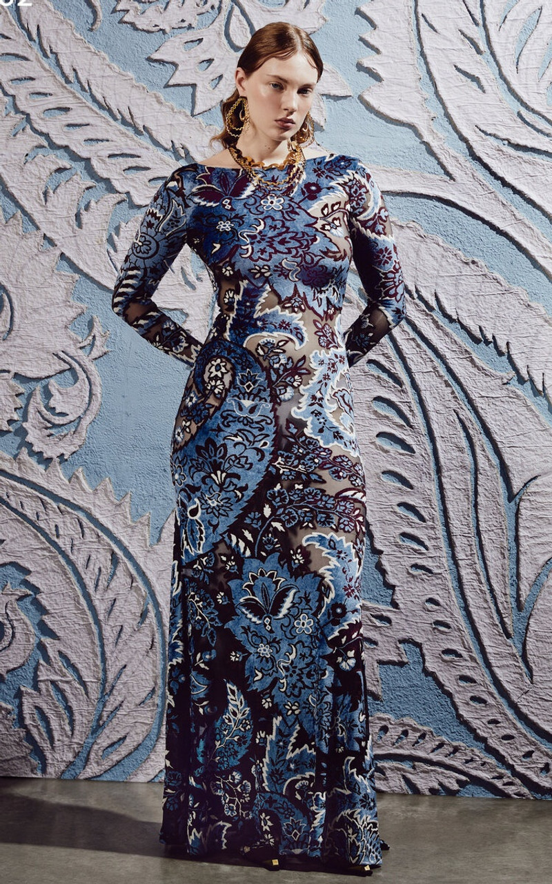 Etro Printed Maxi Dress blue outlook