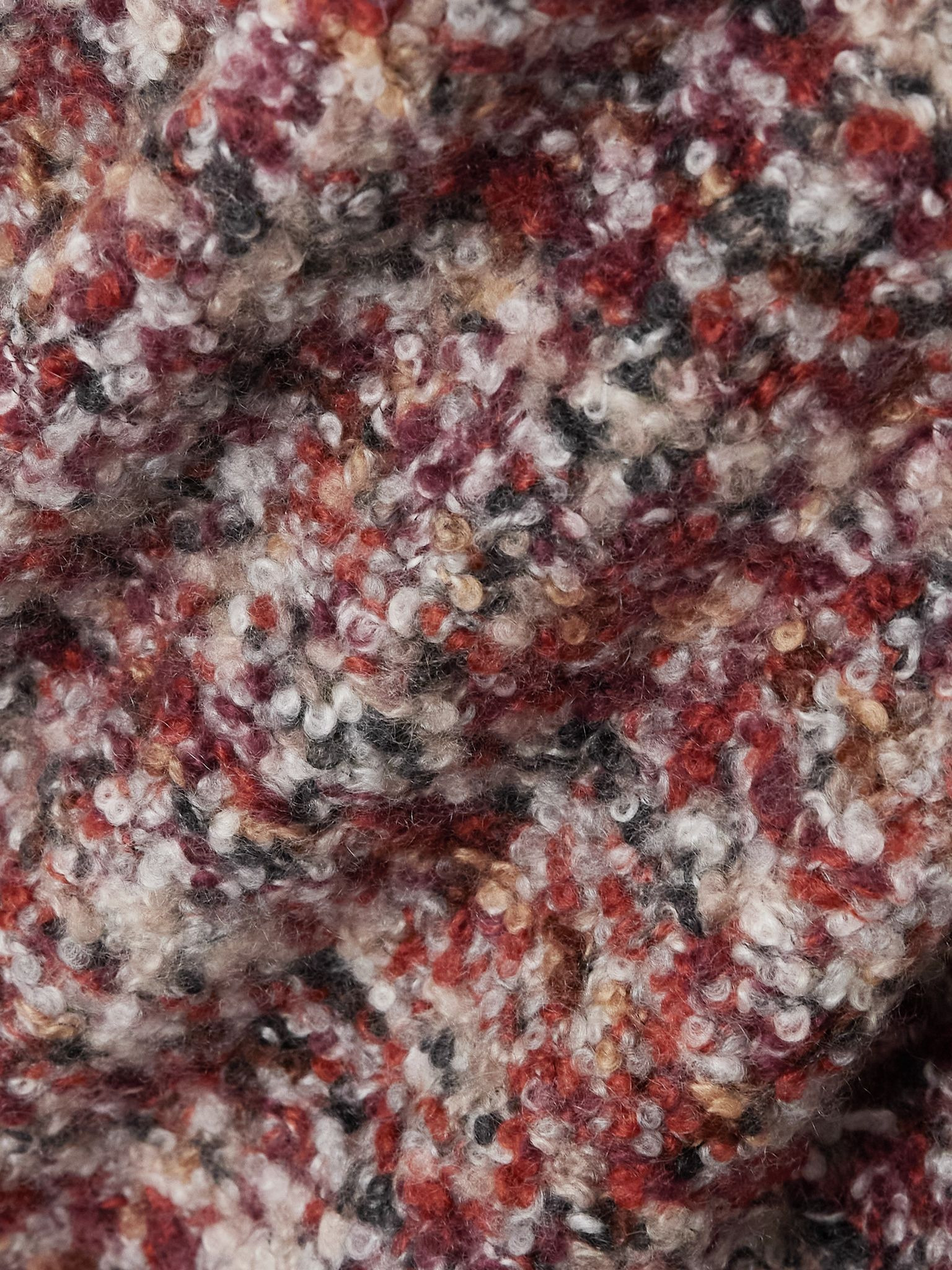 Fringed cashmere and silk-blend bouclé scarf Red - 3