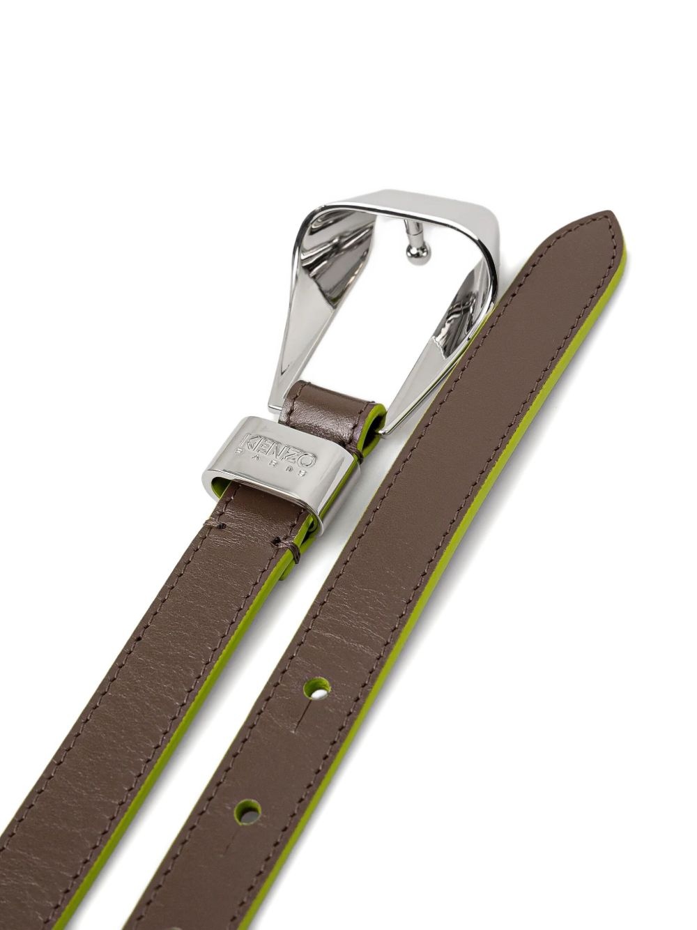 Ribbon metallic-buckle leather belt - 2