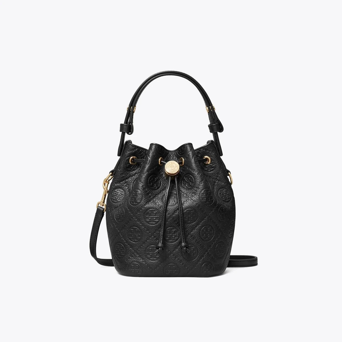 T Monogram Pebbled Mini Bucket Bag - 1