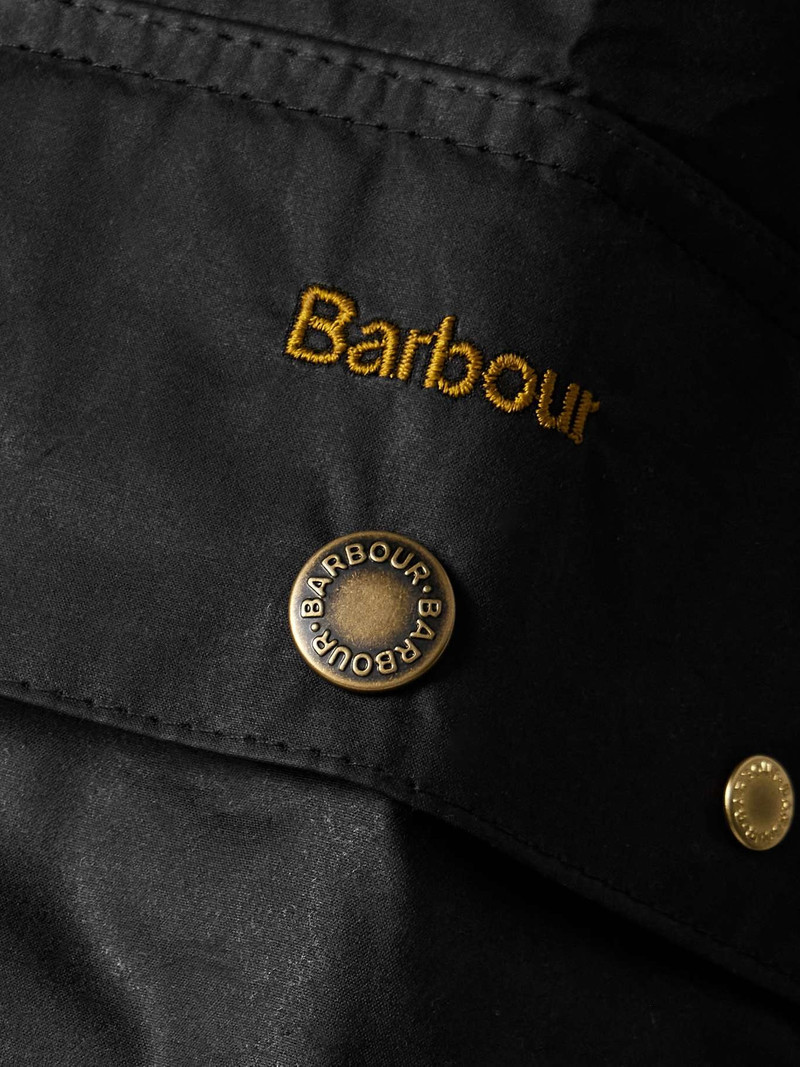 Erma hooded corduroy-trimmed waxed-cotton jacket Black 5