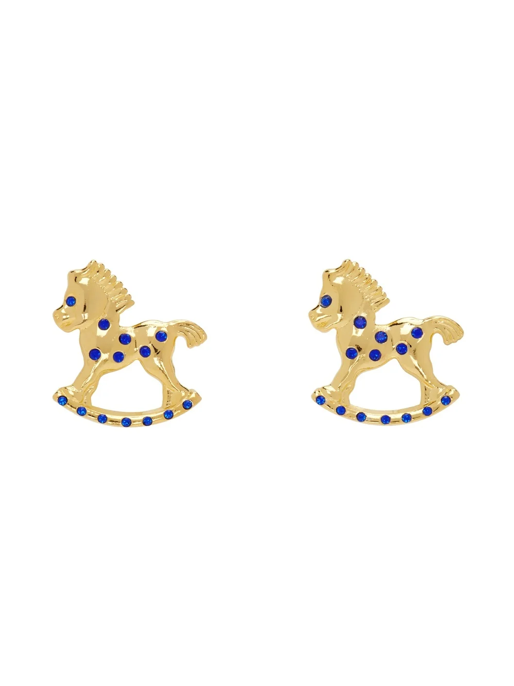 Gold Rocking Horse Earrings - 1
