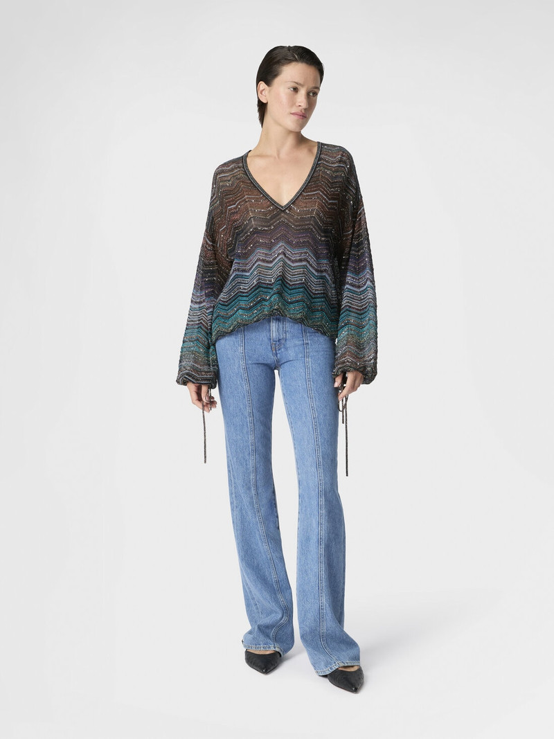 Missoni Chevron Lamé Viscose Blouse with Sequins outlook