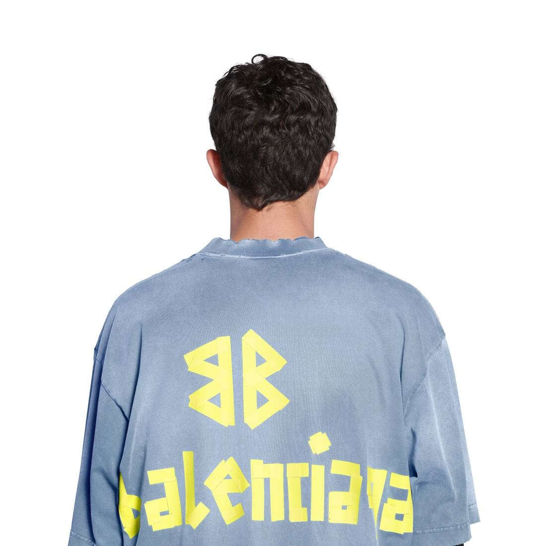 Men's Tape Type T-shirt Medium Fit in Faded Blue - 5