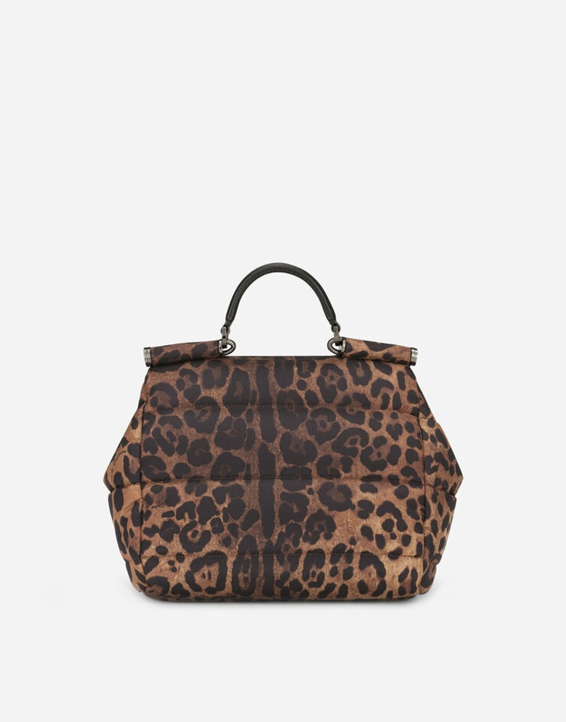 Leopard-print Sicily crossbody bag in quilted nylon 4