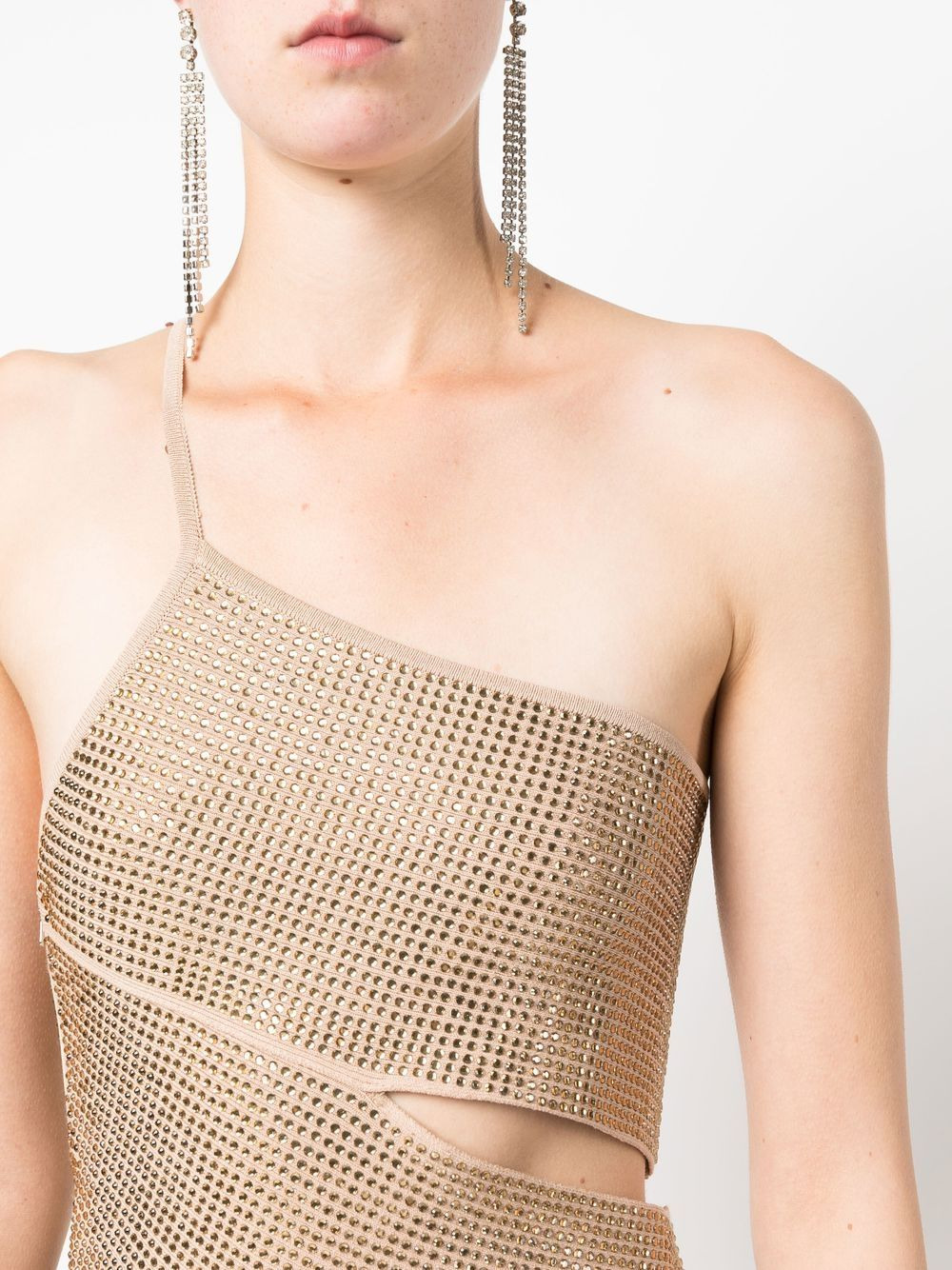crystal-embellished asymmetric dress - 5